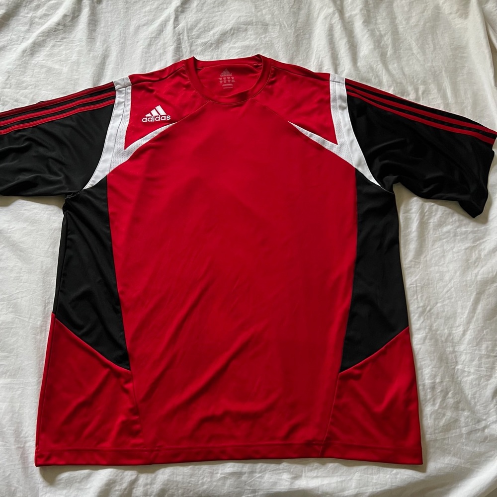 Adidas Men's Red and Black Jersey Size 2XL